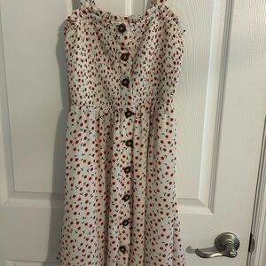 Floral Dress with Red Accents